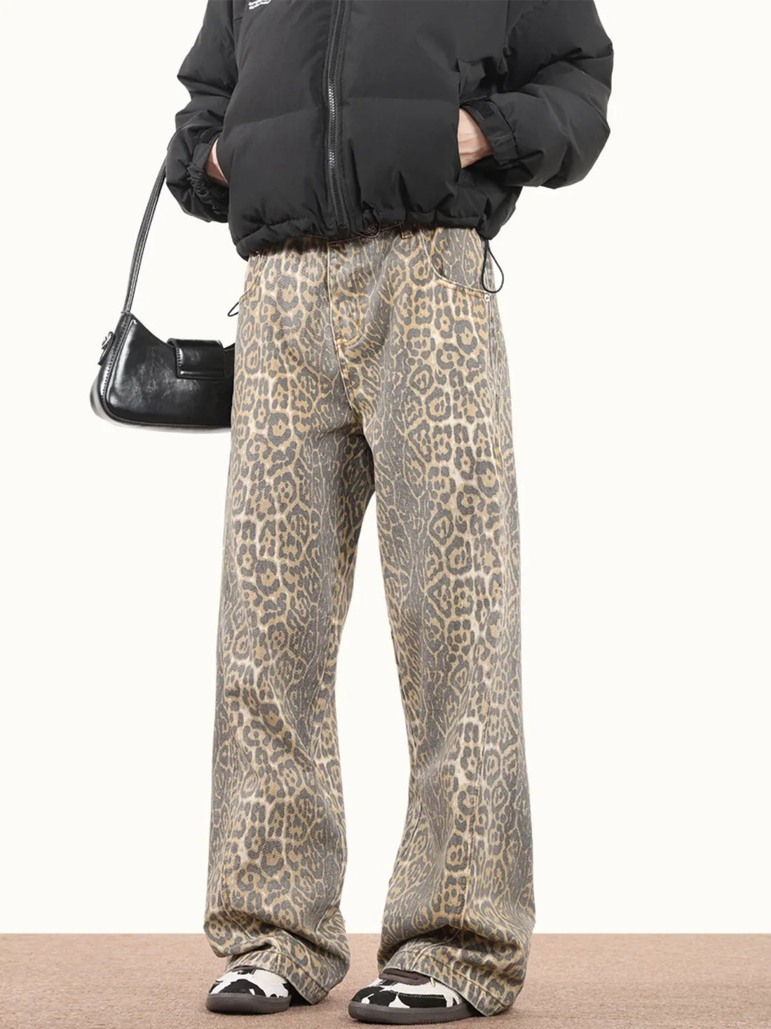 Leopard Print Baggy - Jeans