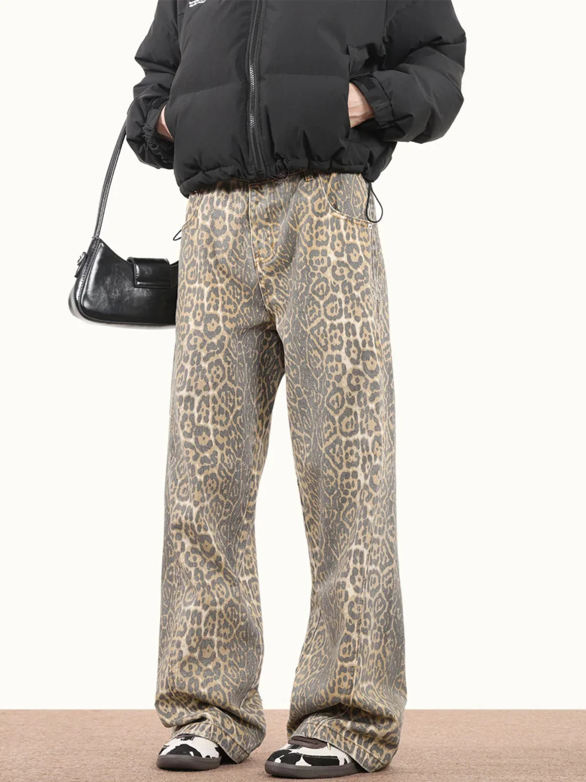 Leopard Print Baggy - Jeans