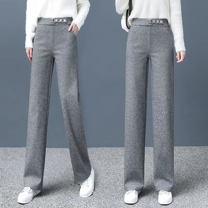 Herringbone Tailored Straight-Leg - Pants