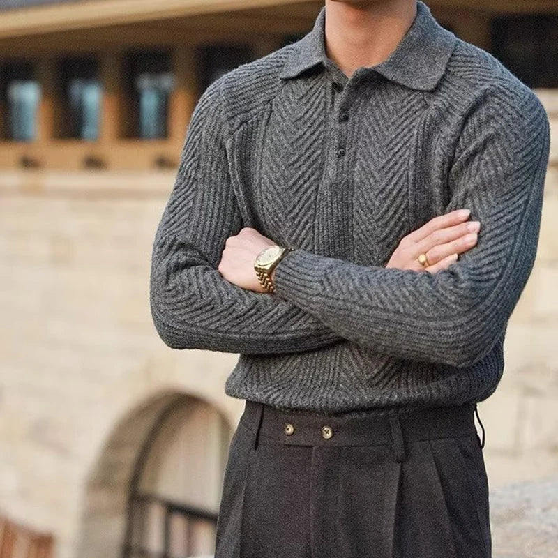 Collared Ribbed Knit - Sweater