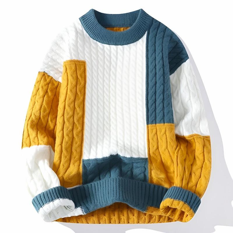 Patchwork Knit Pullover - Sweater