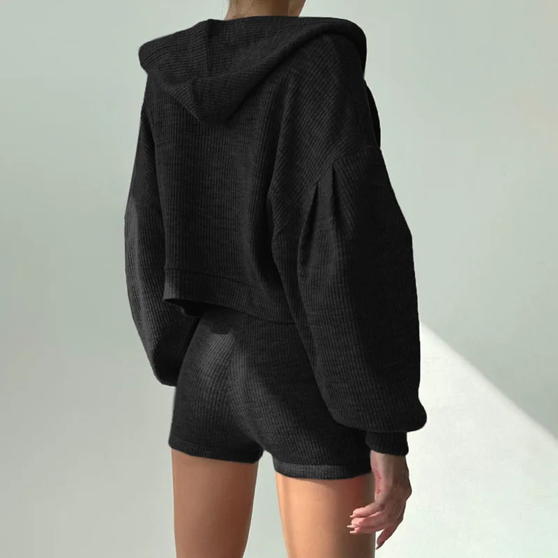 Ribbed Knit Loungewear - Two-Piece Set