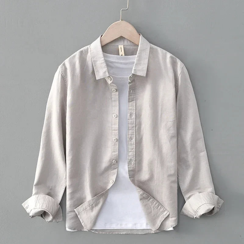 Cotton-Linen Blend Button-Up - Shirt