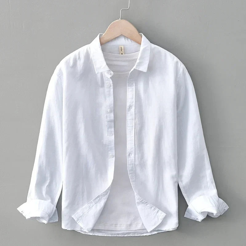 Cotton-Linen Blend Button-Up - Shirt
