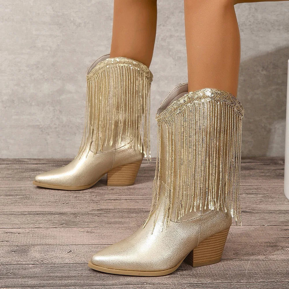 Tan Suede Fringe - Boots
