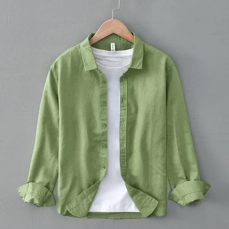 Cotton-Linen Blend Button-Up - Shirt