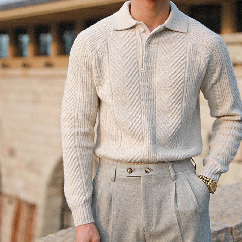 Collared Ribbed Knit - Sweater