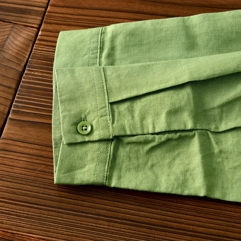 Cotton-Linen Blend Button-Up - Shirt