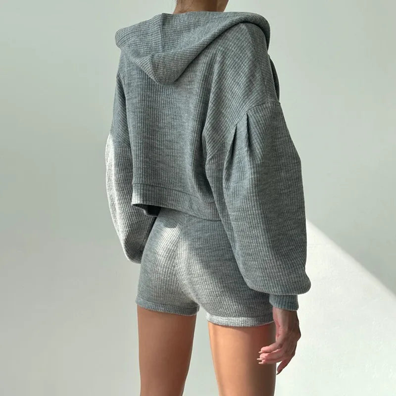 Ribbed Knit Loungewear - Two-Piece Set