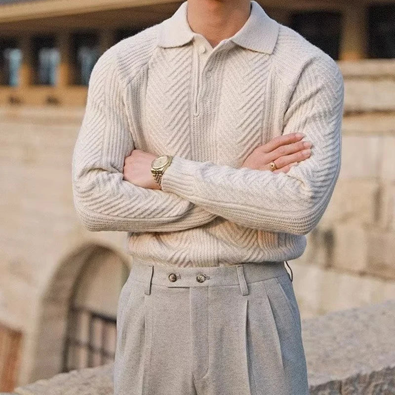 Collared Ribbed Knit - Sweater