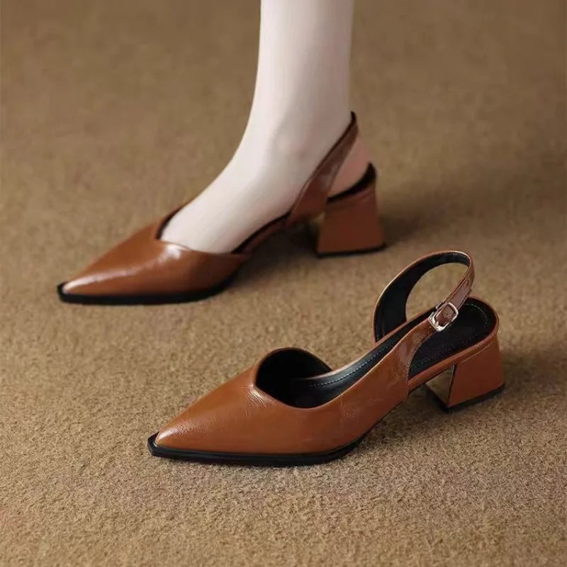 Leather Pointed Stiletto - Heels