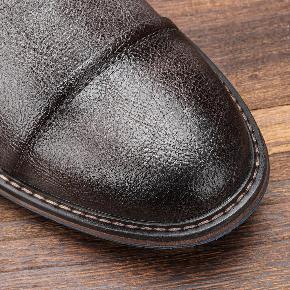 Brown Rugged Leather Western - Boots