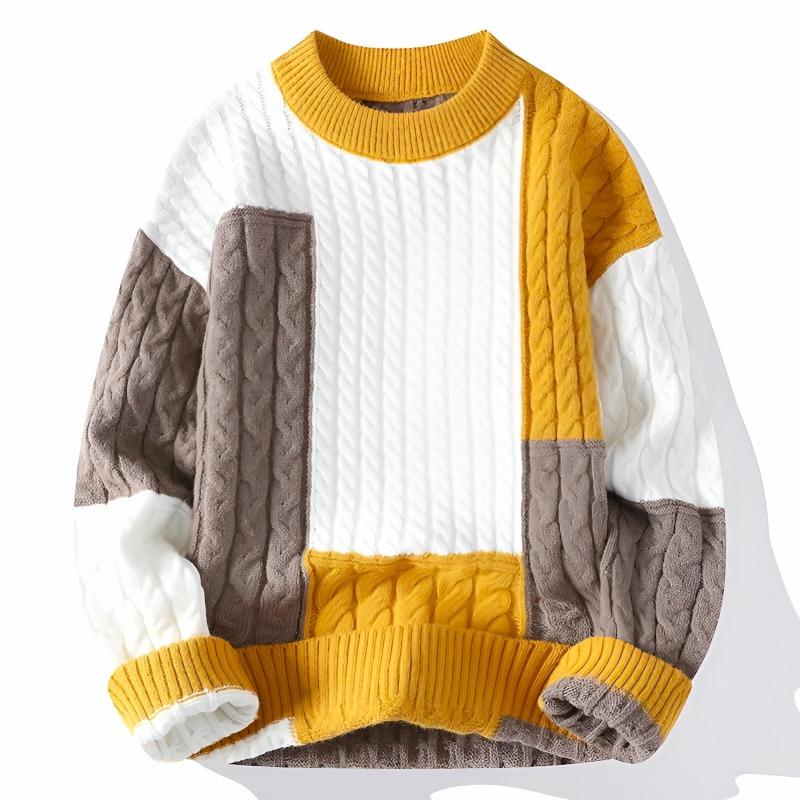 Patchwork Knit Pullover - Sweater