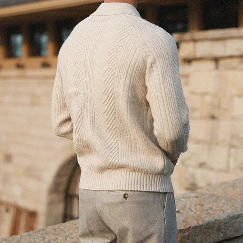 Collared Ribbed Knit - Sweater