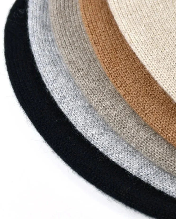 Cashmere Ribbed Fold-Over - Beanie