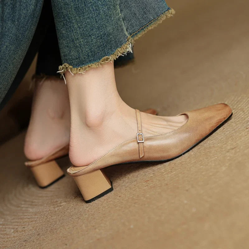 Leather Pointed Toe - Heels