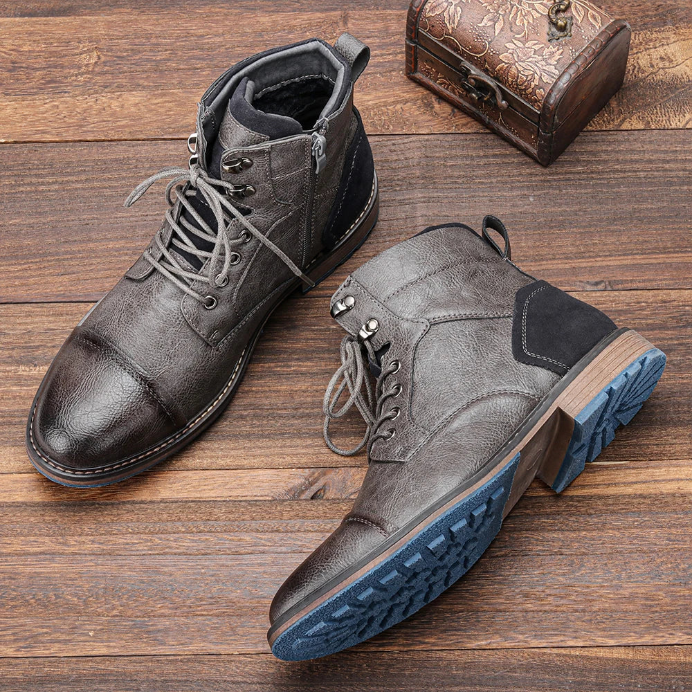 Brown Rugged Leather Western - Boots