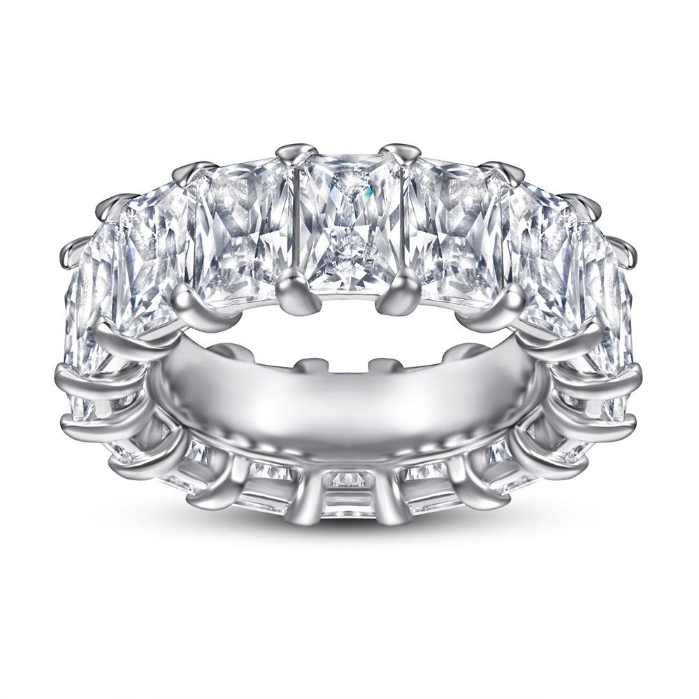 Radiant Cut Eternity Sterling Silver Wedding Band shineofdiamond