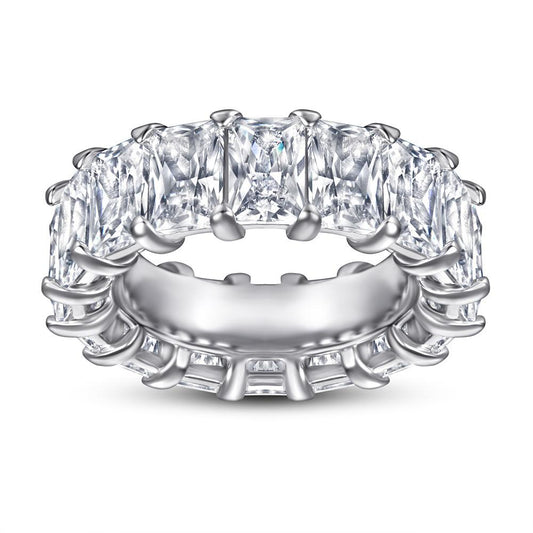 Radiant Cut Eternity Sterling Silver Wedding Band shineofdiamond