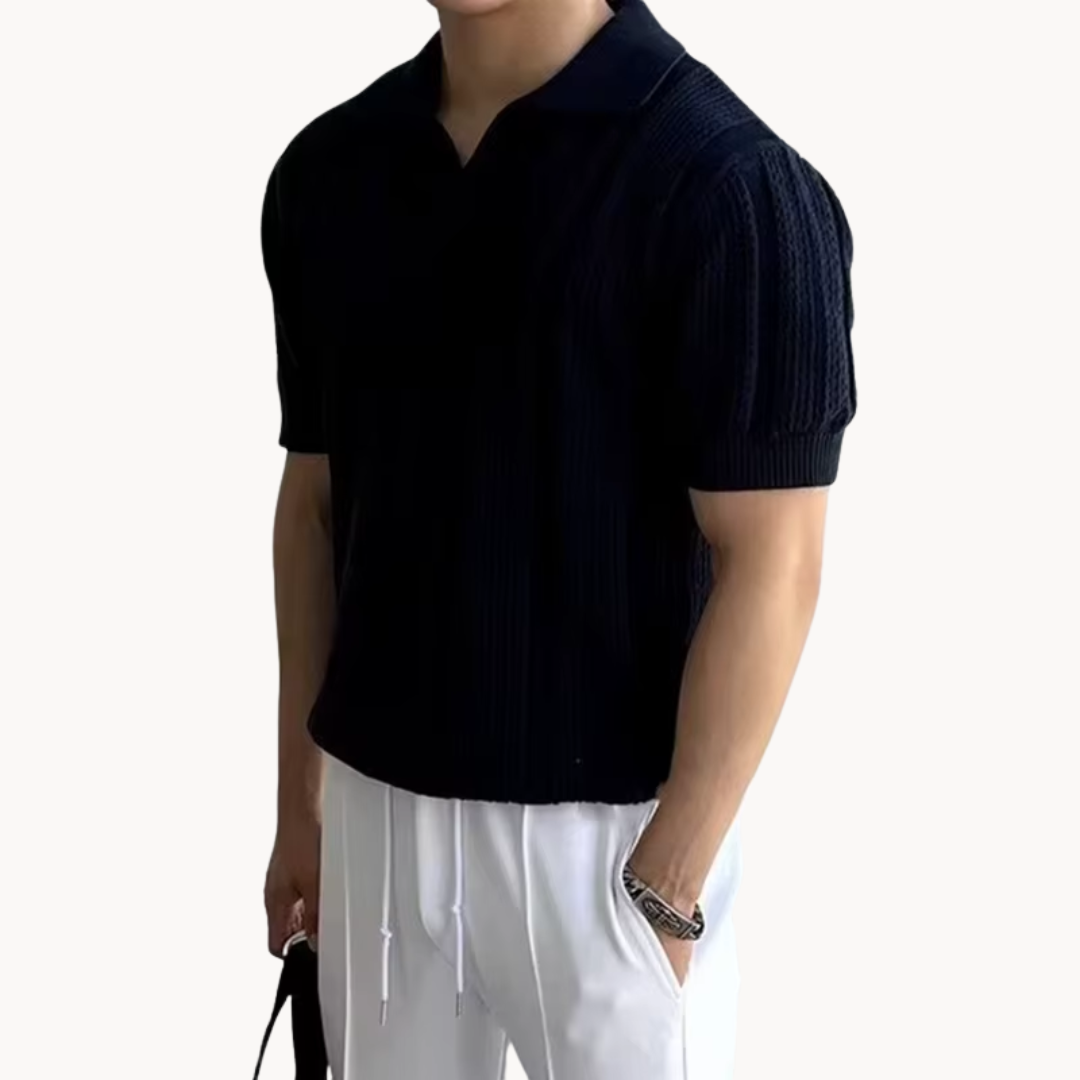 Open Collar Sheer Mesh - T-Shirt