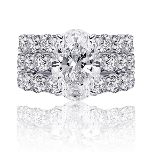 Oval Cut Bridal Set with Half-Eternity Band Shineofdiamond