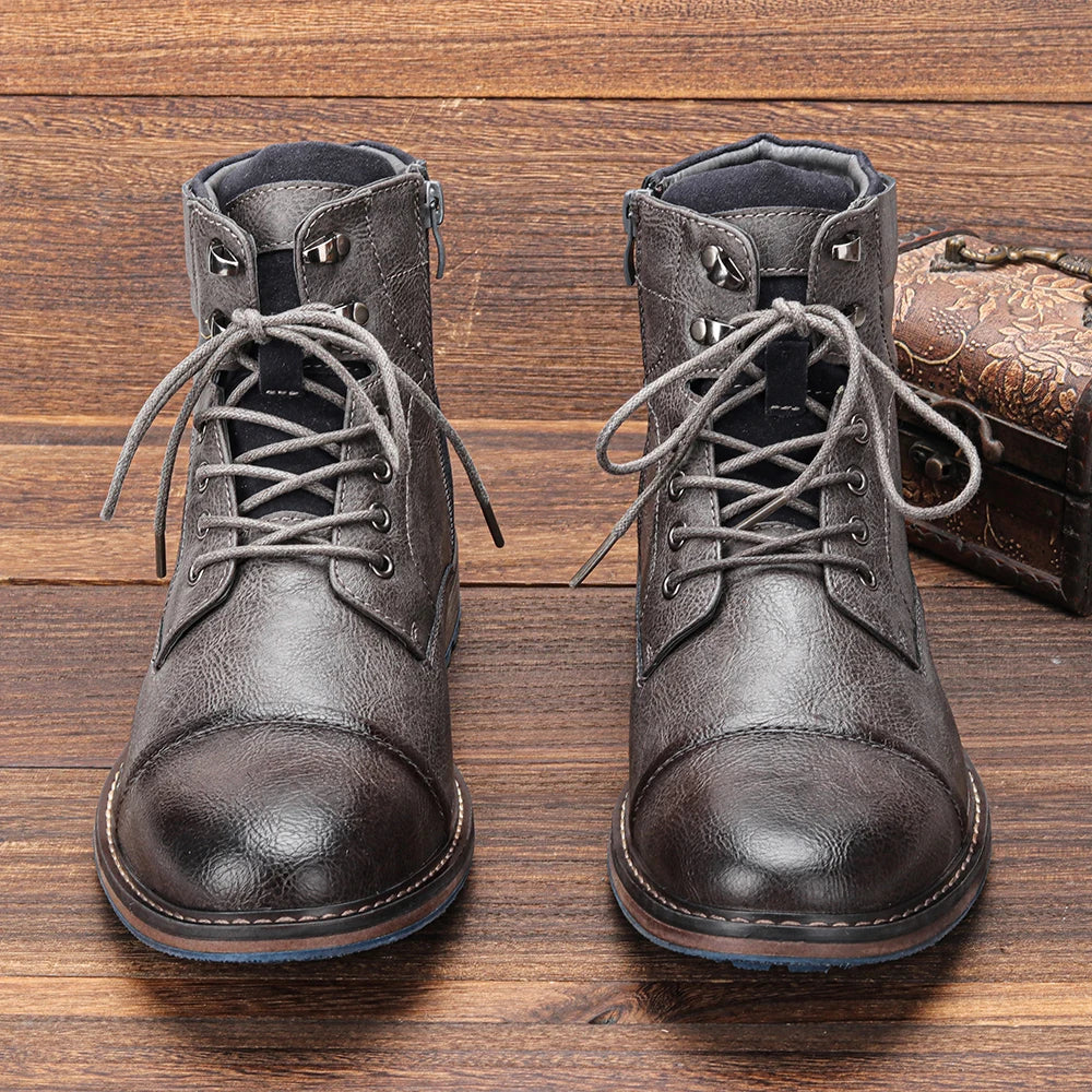 Brown Rugged Leather Western - Boots