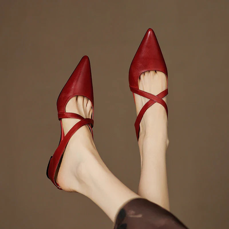 Siena Leather Cross-Strap - Mules