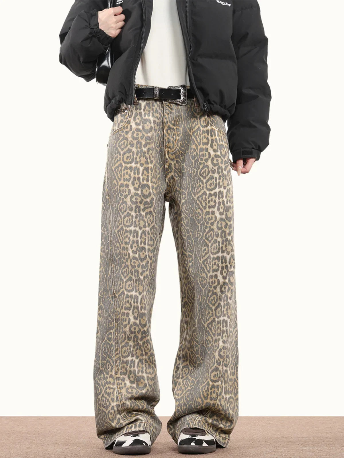 Leopard Print Baggy - Jeans