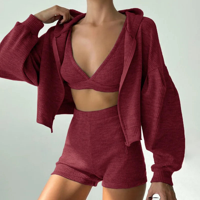 Ribbed Knit Loungewear - Two-Piece Set