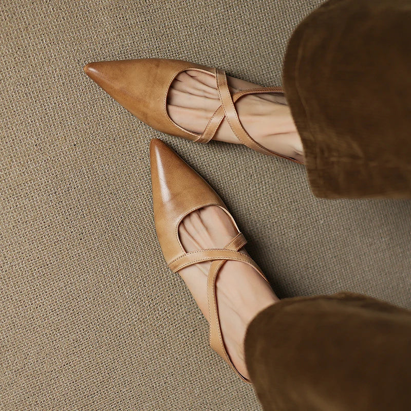 Siena Leather Cross-Strap - Mules