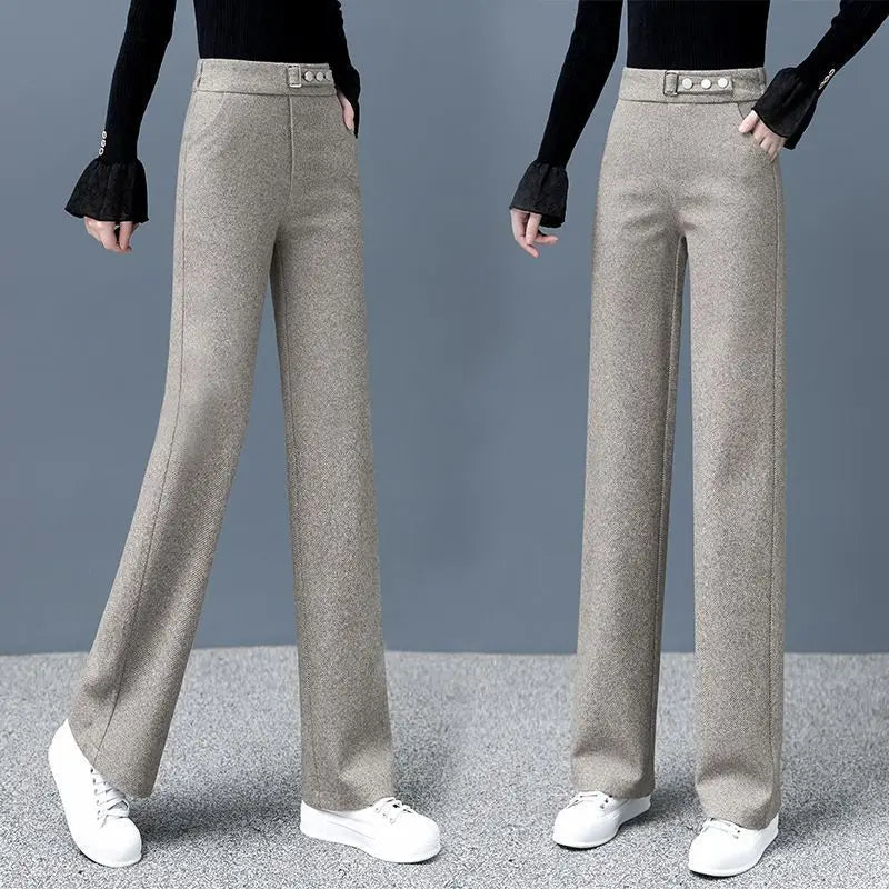 Herringbone Tailored Straight-Leg - Pants