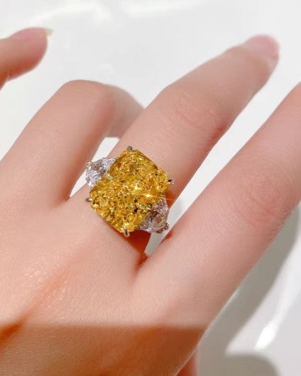 Radiant Cut Golden Tone Party & Engagement Ring
