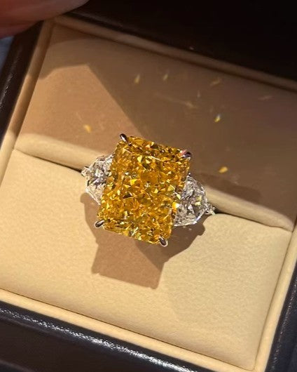 Radiant Cut Golden Tone Party & Engagement Ring