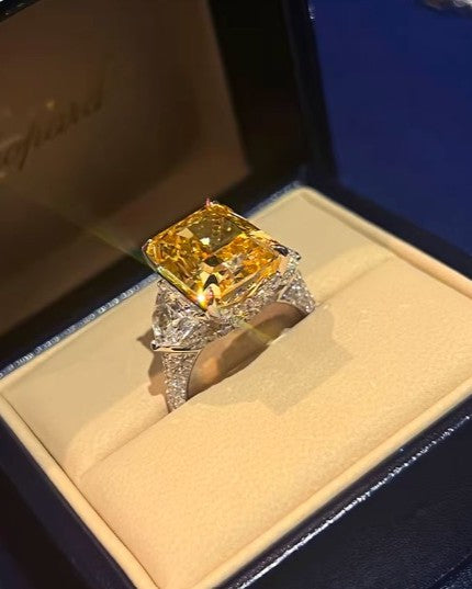 Radiant Cut Golden Tone Party & Engagement Ring