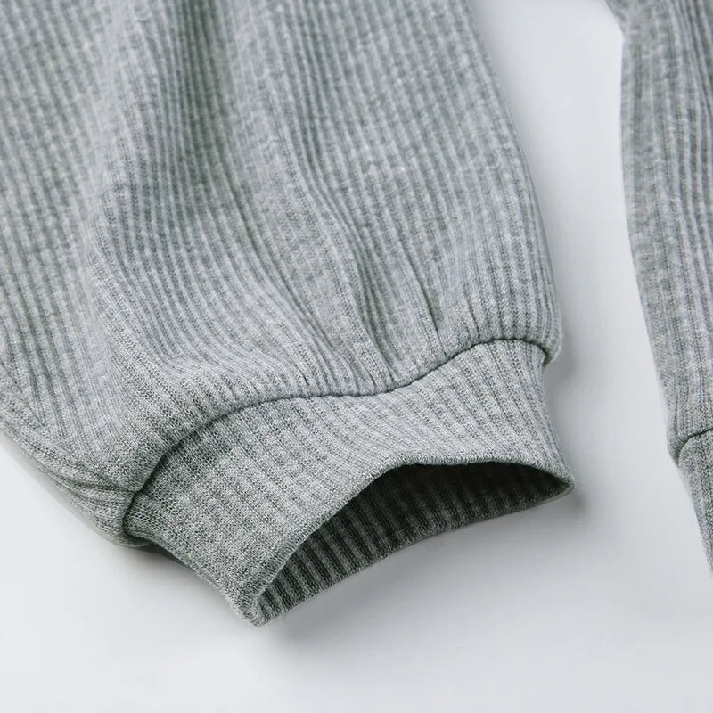 Ribbed Knit Loungewear - Two-Piece Set