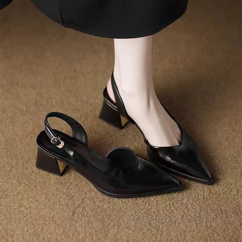 Leather Pointed Stiletto - Heels