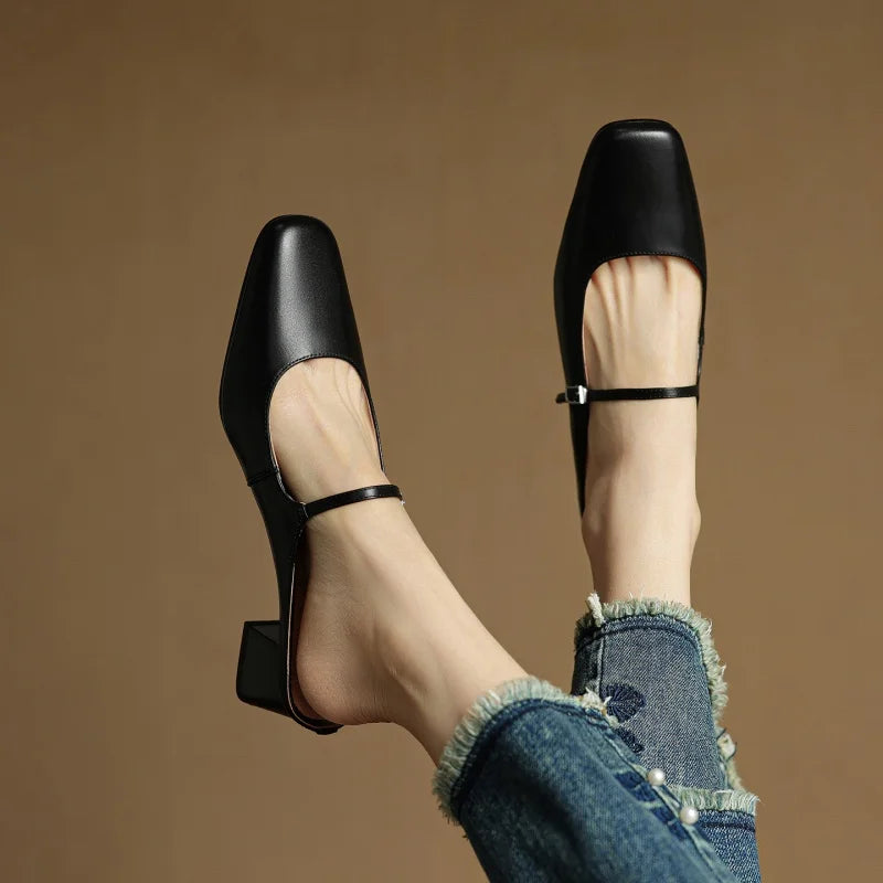 Leather Pointed Toe - Heels