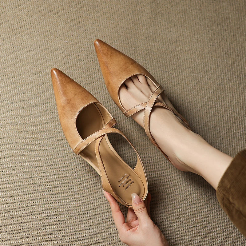 Siena Leather Cross-Strap - Mules