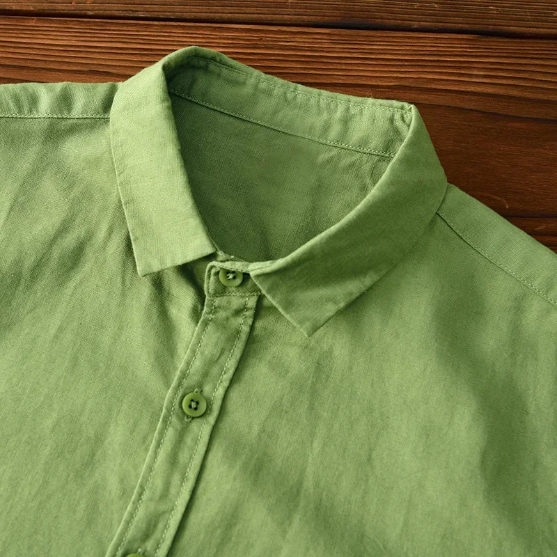 Cotton-Linen Blend Button-Up - Shirt