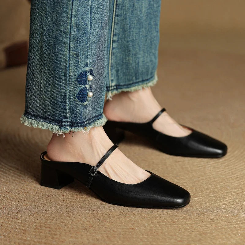 Leather Pointed Toe - Heels