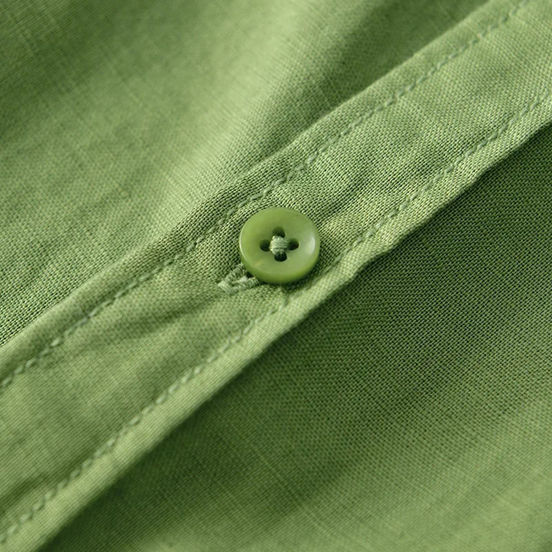 Cotton-Linen Blend Button-Up - Shirt