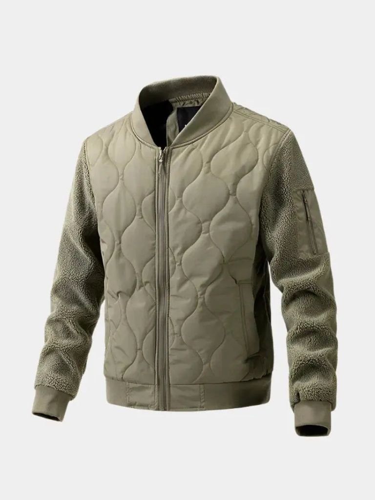 Sherpa Sleeves Padded Bomber Jacket - Casa  Laro CASA LARO