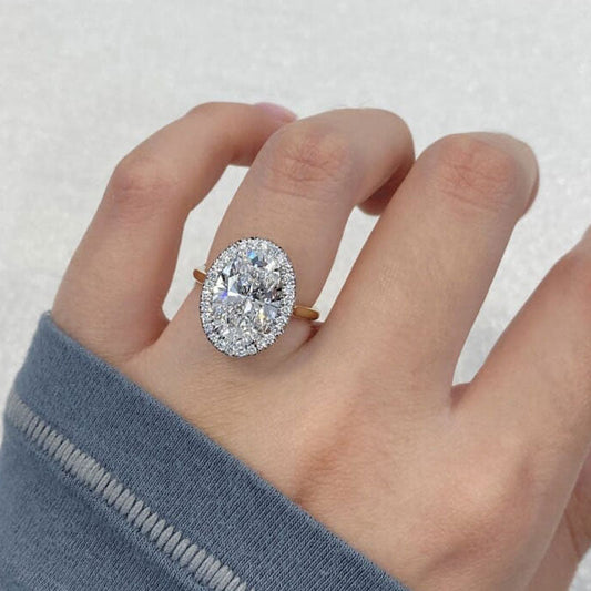 4.0 Carat Oval Cut Two Tone Sterling Silver Engagement Ring shineofdiamond