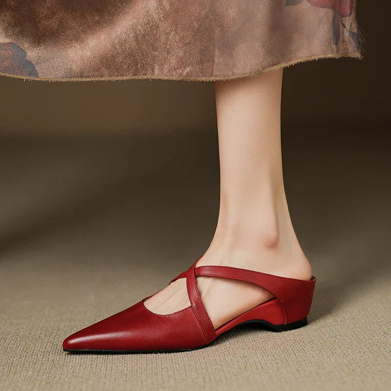Siena Leather Cross-Strap - Mules CASA LARO