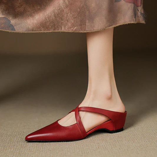 Siena Leather Cross-Strap - Mules CASA LARO