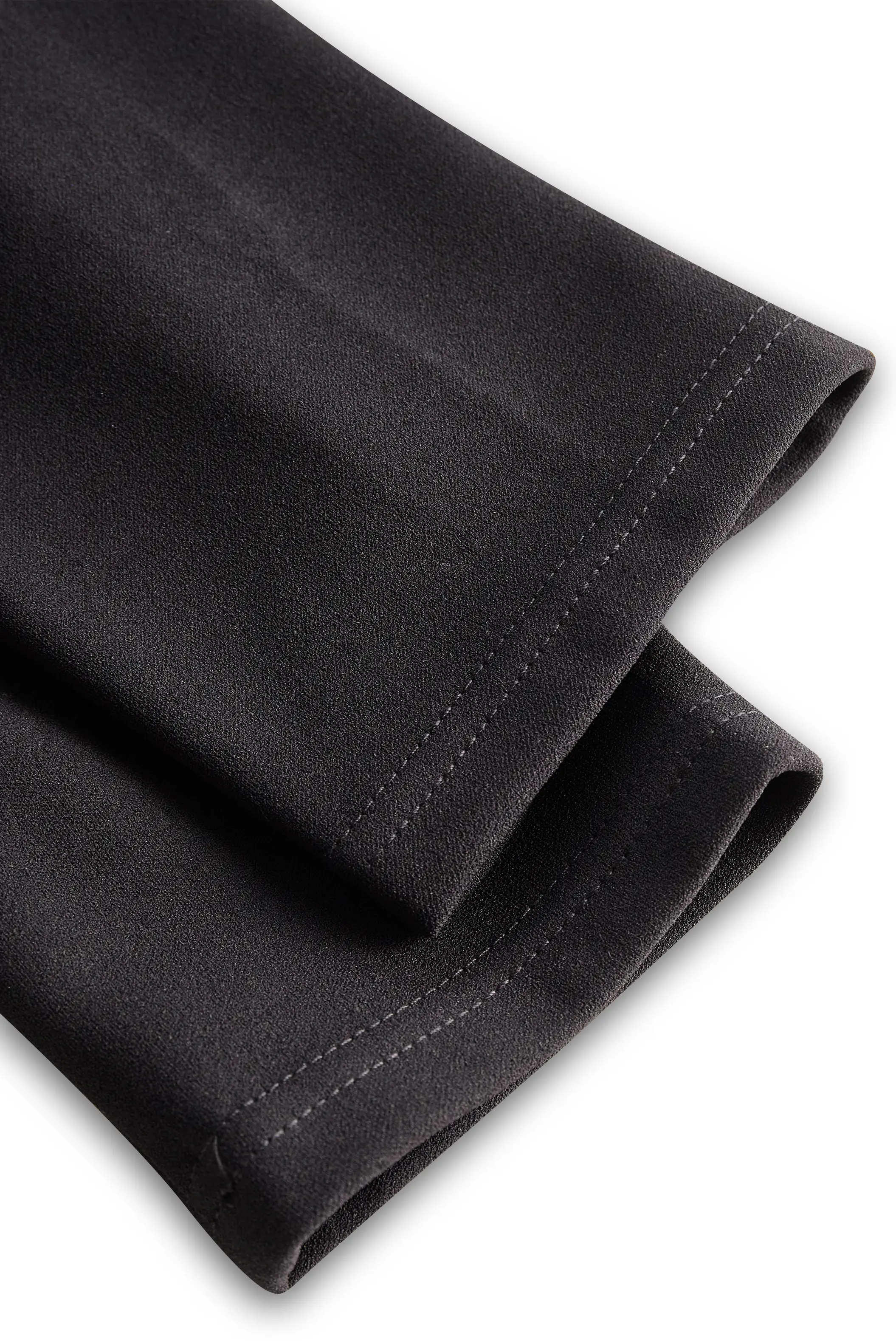 Sleek Black Belted Mandarin Collar Sheath - Midi Dress CASA LARO