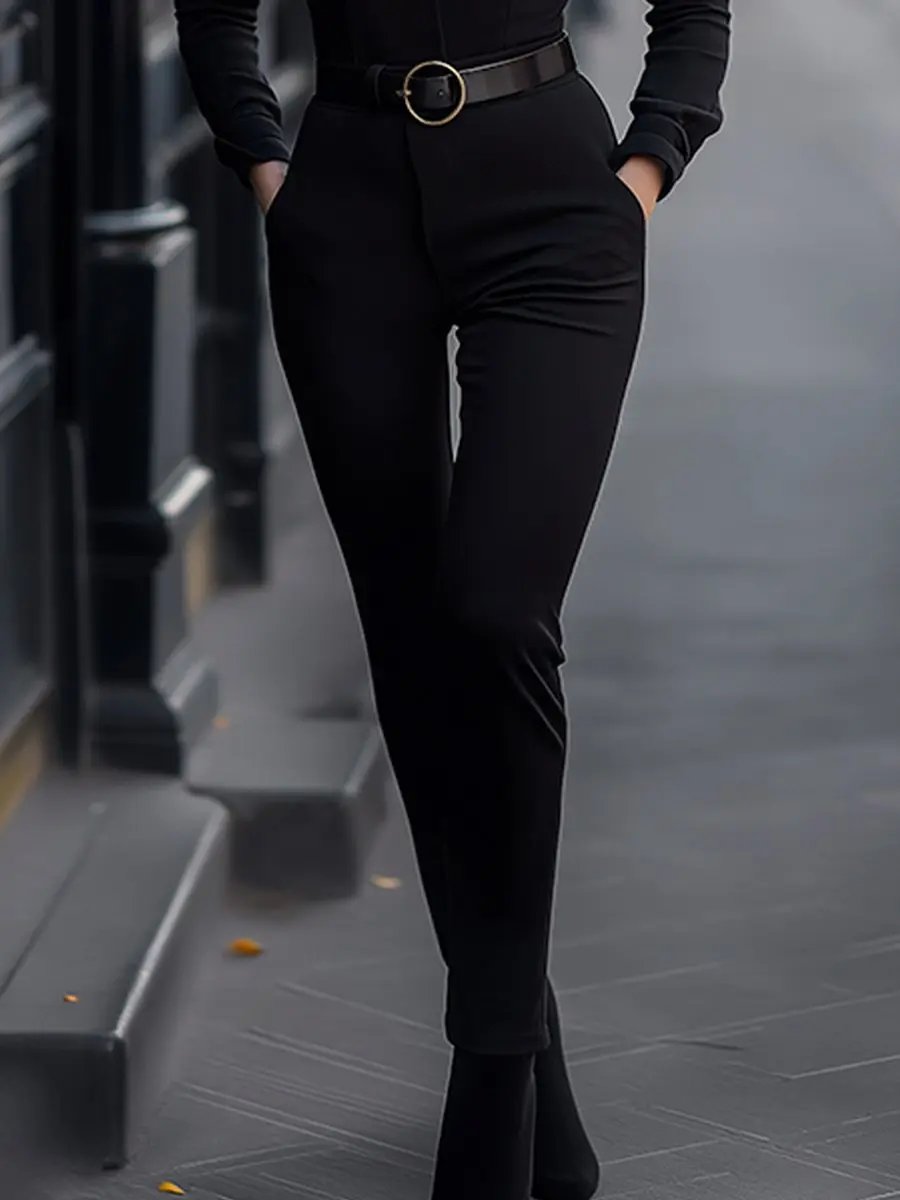 Sleek Black Belted Slim-Fit - Jumpsuit CASA LARO