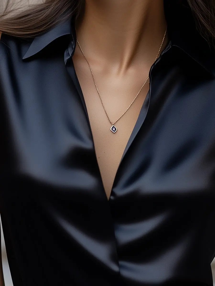 Sleek Black Satin Sleeveless - Blouse CASA LARO