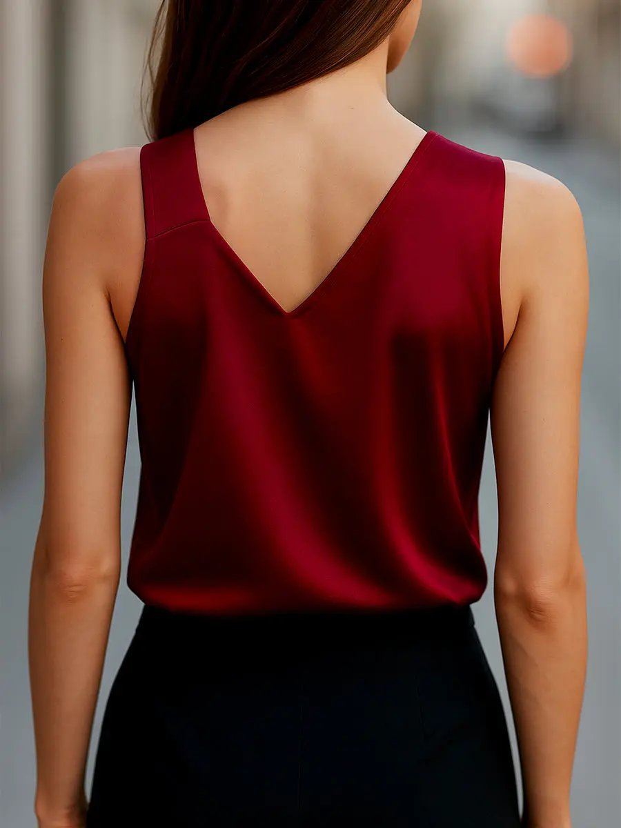 Sleek Satin Asymmetrical Neckline - Blouse CASA LARO