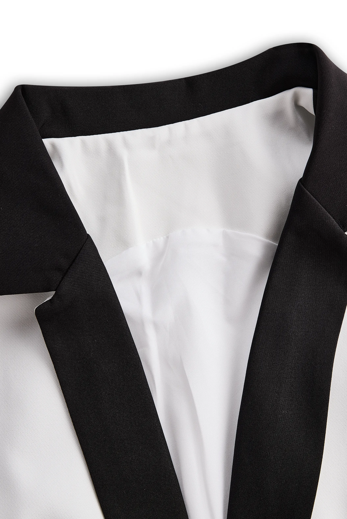 Sleek White Jumpsuit with Black Lapel & Dual Buttons - Jumpsuit CASA LARO